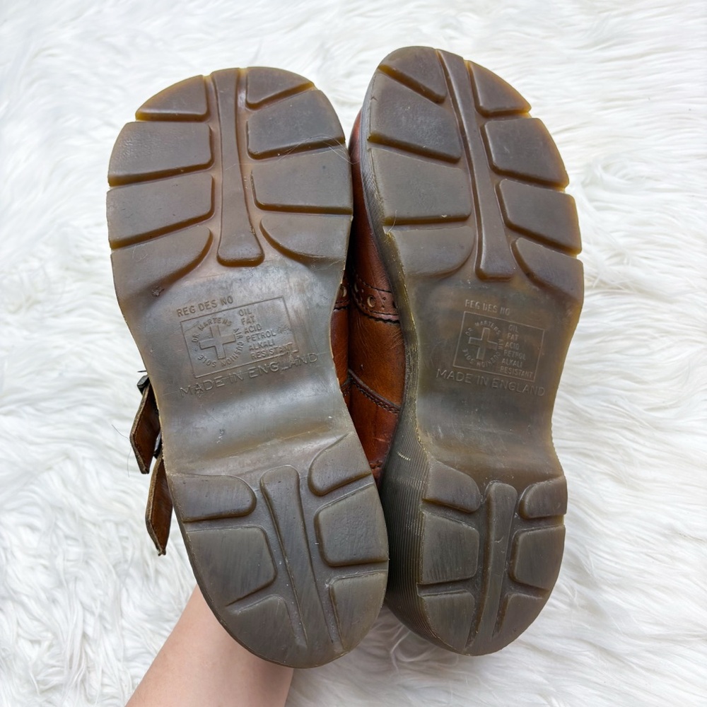 Dr. Martens Vintage Made in England Brogue Mary Jane Double Strap Leather Shoes - Picture 10 of 11